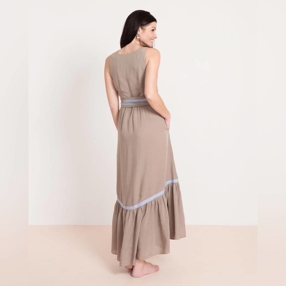 Rungolee Mariposa Wrap Maxi Dress Raw Silk, Extra Long Tie Sz XS - Picture 2 of 10